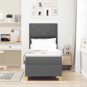 Cama Box Spring com Colchão Cinza Escuro 80x200 cm Tecido