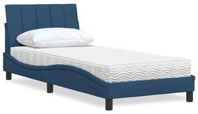 vidaXL Cama com colchão 80x200 cm tecido azul