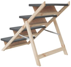 Escada para cães 105x47 cm madeira de abeto maciça cinzento