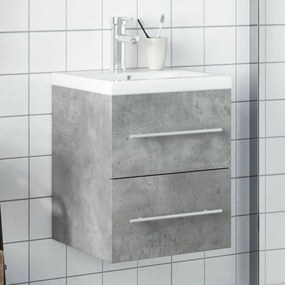 Armário de casa de banho com lavatório embutido cinza cimento