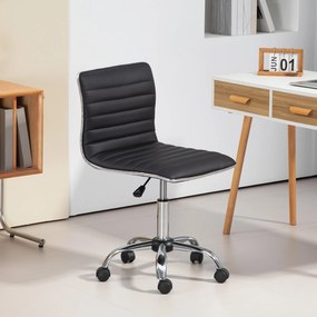 Cadeira de escritório giratória com rodas e altura ajustável, assento almofadado, 48 x 52 x 78-90 cm, preta