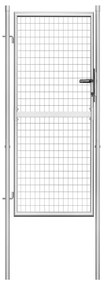 vidaXL Portão de jardim em aço galvanizado 105x225 cm prateado