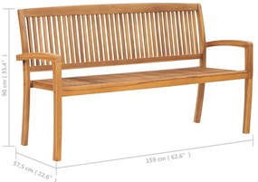 Banco de jardim empilhável c/ almofadão 159 cm teca maciça