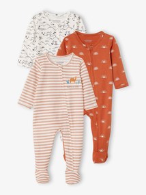 Lote de 3 pijamas em algodão, para bebé, Oeko Tex® branco claro bicolor/multicolo