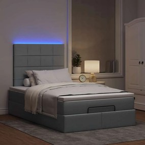 Estrutura cama otomana colchão 120x200 cm tecido cinzento claro