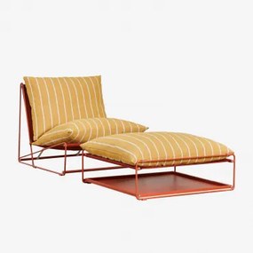 Conjunto De Jardim Amaro Com Poltrona Conversível E Pufe Amarelo Mel - Vermelho Argila - Sklum