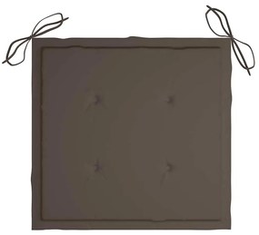 Cadeiras de jardim c/ almofadões cinza-acast. 2 pcs teca maciça