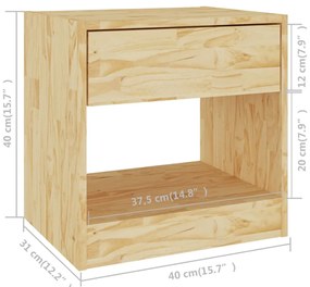 Mesa de cabeceira 40x31x40 cm madeira de pinho maciça