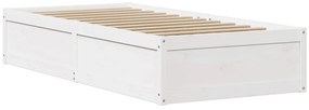 Estrutura de cama com cabeceira 90x190 cm pinho maciço branco
