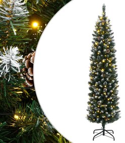 Árvore de Natal artificial fina com 300 luzes LED 180 cm