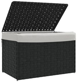 Cesto para roupa suja com tampa 55,5x35x34 cm vime PE preto