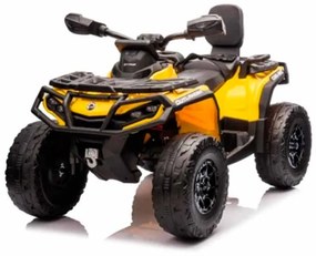 Moto 4 elétrica para crianças 12V Can Am Outlander 4x4 com controlo remoto, rodas Espuma EVA, assento couro Carga até 50Kg Amarela