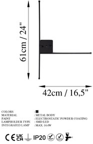 Aplique de Parede Sarf – Preto – 61 cm x 42 cm