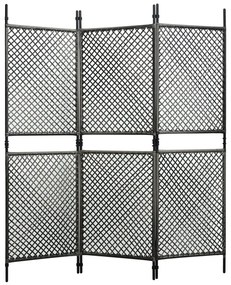 vidaXL Divisória de quarto com 3 painéis 180x200 cm vime PE antracite