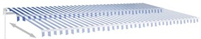 Toldo automático c/ LED e sensor de vento 6x3,5 m azul e branco