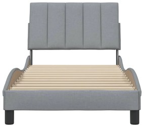 Estrutura de cama sem colchão 90x190 cm tecido cinzento-claro