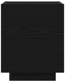Cômodas de Cabeceira com Luzes LED 2 pcs Carvalho Preto 45x40x55 cm