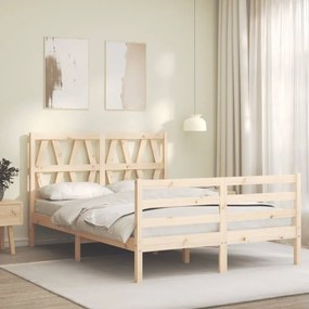 Estrutura de cama com cabeceira 140x190 cm madeira maciça