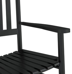 Cadeira de baloiço com mesa dobrável álamo maciço preto