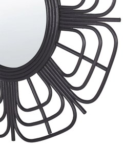 Espelho de parede em rattan preto ⌀ 60 cm PASAKU Beliani