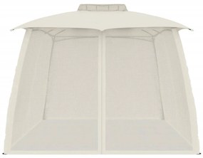 Gazebo c/ teto duplo/paredes de malha 3,93x2,93 m aço creme