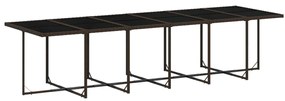 17 pcs conjunto jantar p/ jardim c/ almofadões vime PE castanho