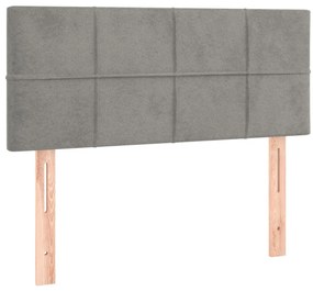 Cama com molas/colchão 90x190 cm veludo cinza-claro
