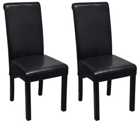 vidaXL Cadeiras de jantar 2 pcs couro artificial preto