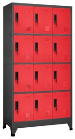 339817 vidaXL Cacifo aço 90x45x180 cm antracite e vermelho