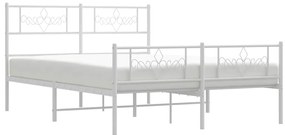 Estrutura de cama com cabeceira e pés 135x190 cm metal branco