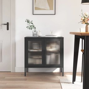 vidaXL Aparador 70x35x70 cm vidro e aço preto