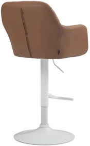 Banco de bar Natoma em couro sintético com estrutura branca 97-118 x 57 x 59 cm Castanho claro