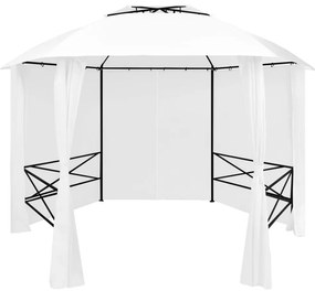 vidaXL Tenda de jardim com cortinas 360x312x265 cm 180 g/m² branco