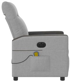 Poltrona massagens reclinável elétrica tecido cinzento-nublado