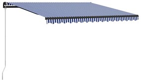vidaXL Toldo retrátil manual 450x300 cm azul e branco