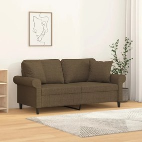 vidaXL Sofá 2 lugares c/ almofadas e almofadões 140 cm tecido castanho