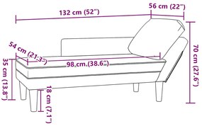 Chaise lounge com almofada tecido corduroy creme