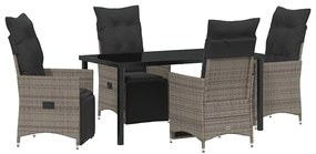 Conjunto de Jantar de Jardim com 5 Peças e Almofadas em Rattan de Poli
