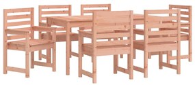 7 pcs conj. jantar p/ jardim madeira de douglas maciça