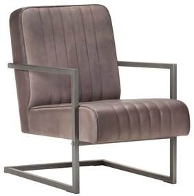 vidaXL Poltrona cantilever couro genuíno castanho