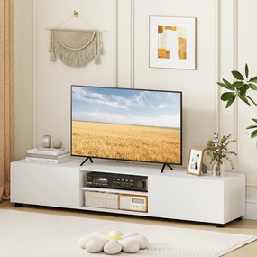 Móvel para TV, 160 x 35 x 30 cm, Com Estantes Abertas e Portas, Branco