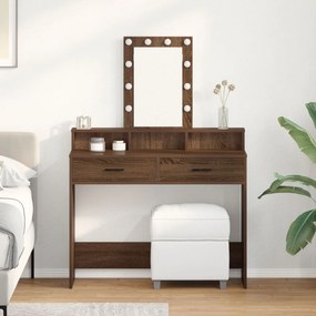 mesa de maquilhagem vidaXL com luzes LED Carvalho Castanho 100x41x140