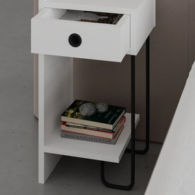 Mesa de Cabeceira Sirius Left – Branco – 32x61x30 cm