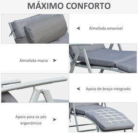 Espreguiçadeira Dobrável com Encosto Ajustável – Relaxa Cinza – 137x63