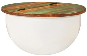 Mesa de centro 50x27 cm madeira recuperada maciça branco