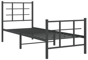 Estrutura de cama com cabeceira e pés 75x190 cm metal preto