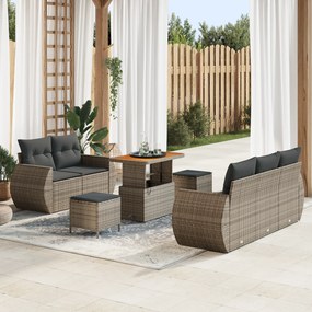 Conjunto de Sofás para Jardim vidaXL de 8 Peças com Almofadas Cinza Ra