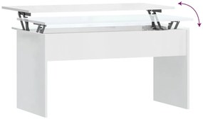 Mesa de Centro Beira Elevatória de 102 cm - Branco Brilhante - Design