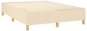 Cama box spring c/ colchão e LED 140x190 cm tecido cor creme