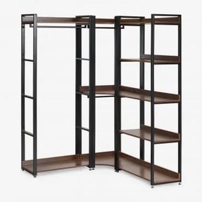 Armário Modular Aberto De Canto De 3 Peças Com Cabideiro Em Aço E Mdf Ariaster Preto - Sklum